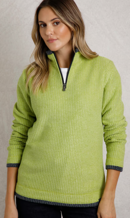 Beye Eco 1/4 Zip Grid Fleece - Tarragon
