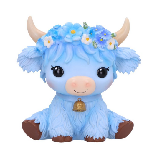 Bluebell Blue Flower Cow Figurine