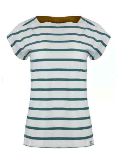 Bowe Organic Cotton Striped Jersey T-Shirt - Mineral Blue