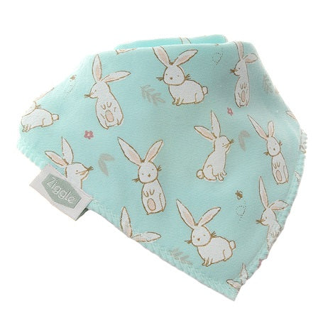 Bunnies on Mint Dribble Bib
