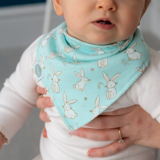 Bunnies on Mint Dribble Bib
