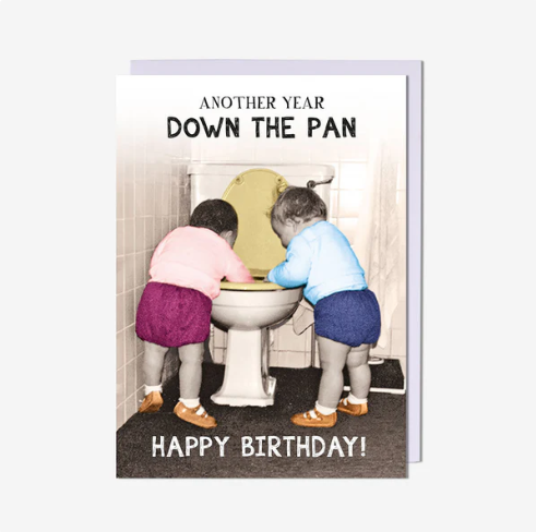 Two Kids Down The Pan Birthday Card