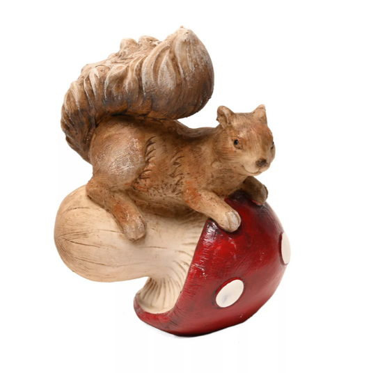 Squirrel Tipping A Mushroom Over Ornament