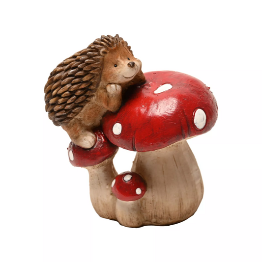 Hedgehog Resting On Mushrooms Ornament
