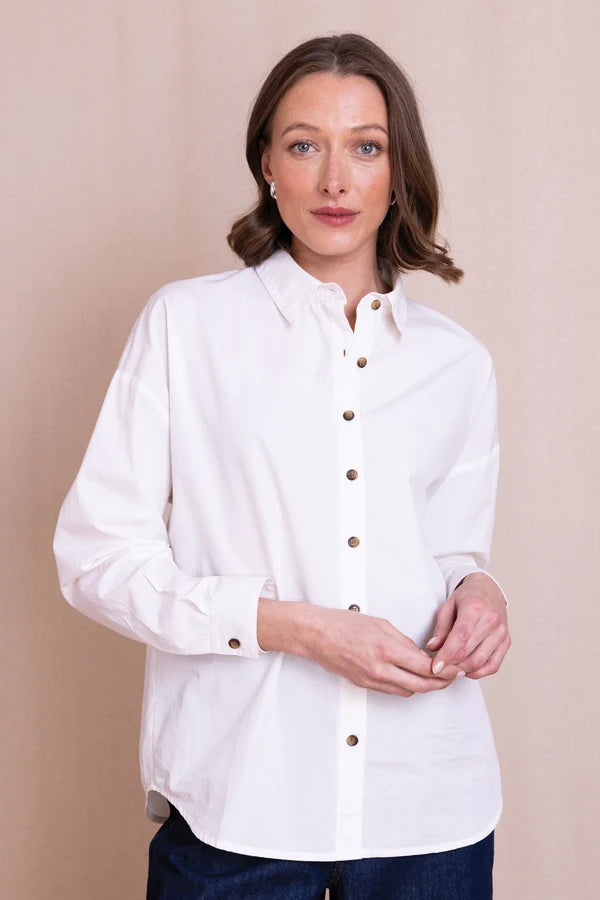 Oversized Cotton Poplin Shirt - White