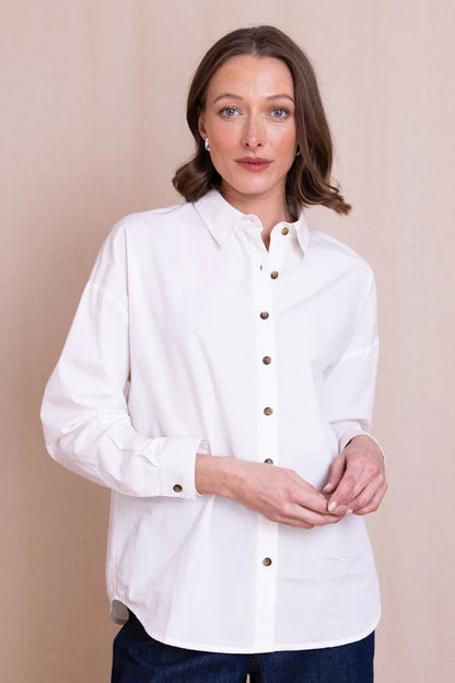 Oversized Cotton Poplin Shirt - White