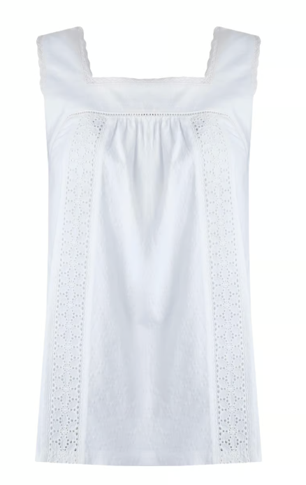 Chelle Organic Cotton Jersey Square Neck Vest - White