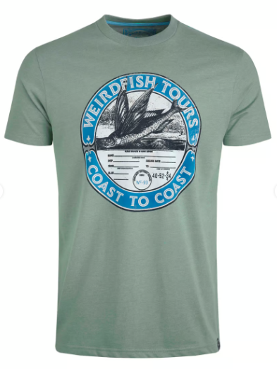 Coasting Eco Front Print Graphic T-Shirt - Dusty Teal