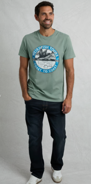 Coasting Eco Front Print Graphic T-Shirt - Dusty Teal