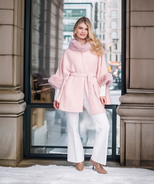 Dawn - Cape with Faux Fur Trim