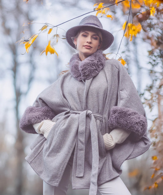 Dawn - Cape with Faux Fur Trim