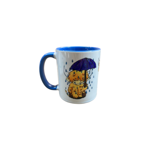 Mug with a design of a fox holding an umbrella