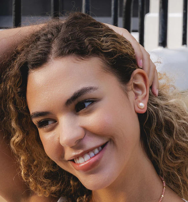 Gold Plated Earrings with Freshwater Pearl and a Free Gift Box