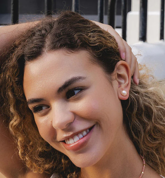 Gold Plated Earrings with Freshwater Pearl and a Free Gift Box
