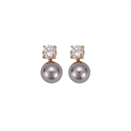 Plated Earrings with Cubic Zirconia Stones and a Free Gift Box