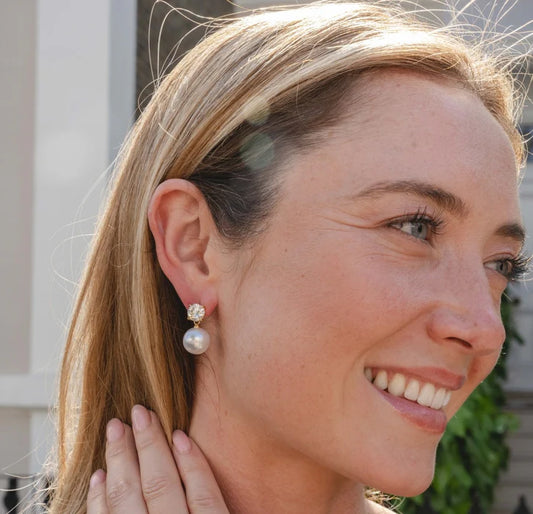 Plated Earrings with Cubic Zirconia Stones and a Free Gift Box