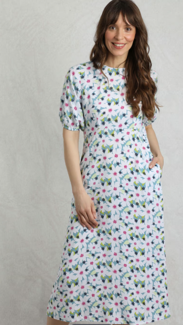 Everly LivaEco™ Printed Viscose Dress - Washed Blue