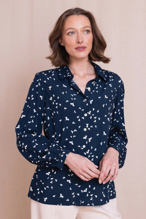 Printed Regular Fit Shirt- Navy