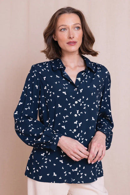 Printed Regular Fit Shirt- Navy