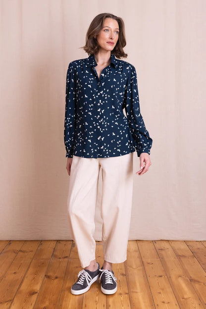 Printed Regular Fit Shirt- Navy