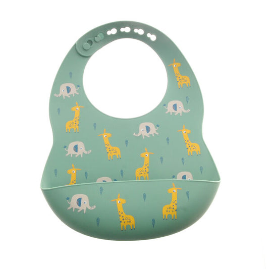 Giraffes & Elephants Silicone Catch it Bib