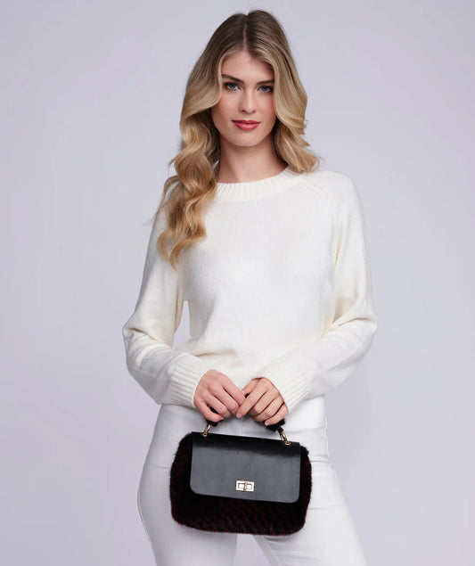 Hepburn - Black Faux Fur Crossbody Bag