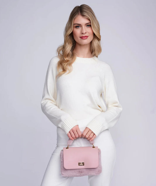 Hepburn - Dusty Pink Faux Fur Crossbody Bag