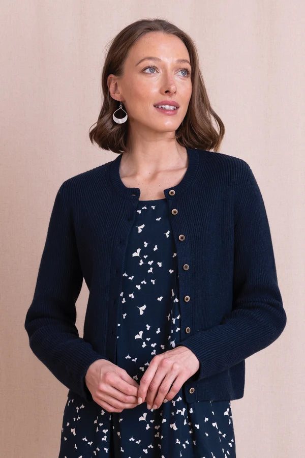 Organic Cotton Cardigan - Navy