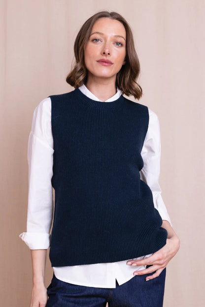 Organic Cotton Knitted Vest - Navy