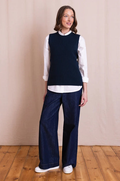 Organic Cotton Knitted Vest - Navy
