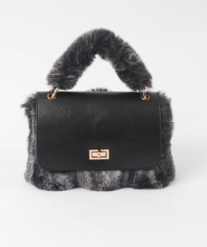 Keeva - Black Ombre Plush Faux Fur Crossbody Bag