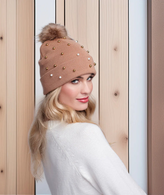 Lovato - Pearl Embellished Knitted Beanie Hat