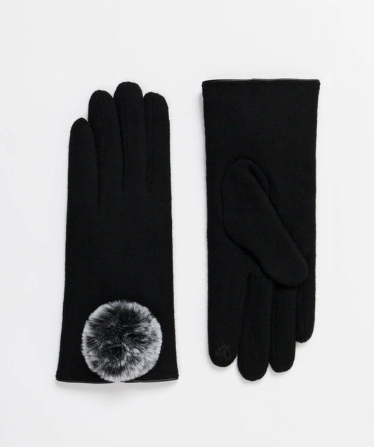Lucia - Touchscreen Gloves with Faux Fur Pom Pom