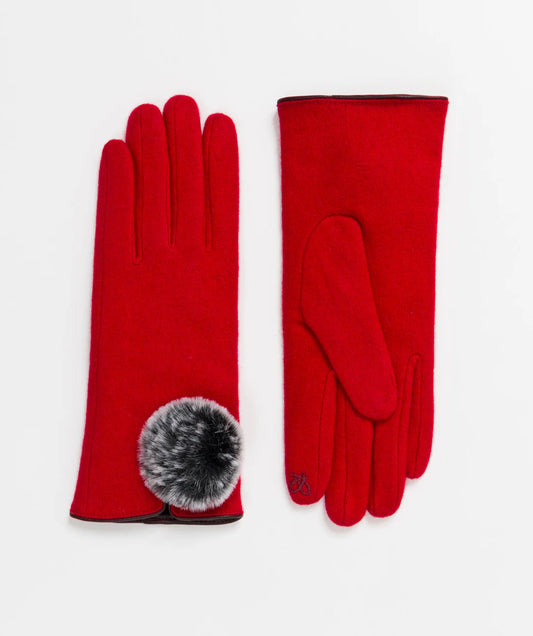 Lucia - Touchscreen Gloves with Faux Fur Pom Pom