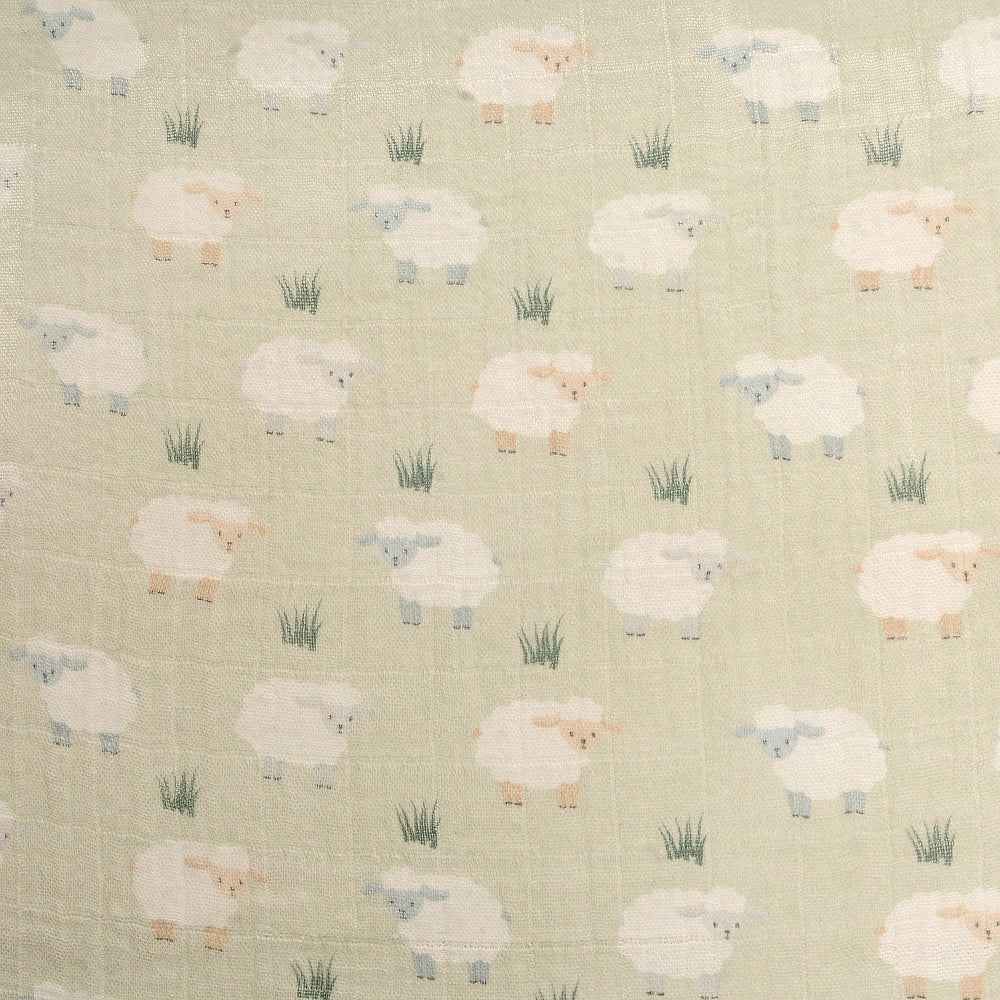 Pattern of white sheep and green grass