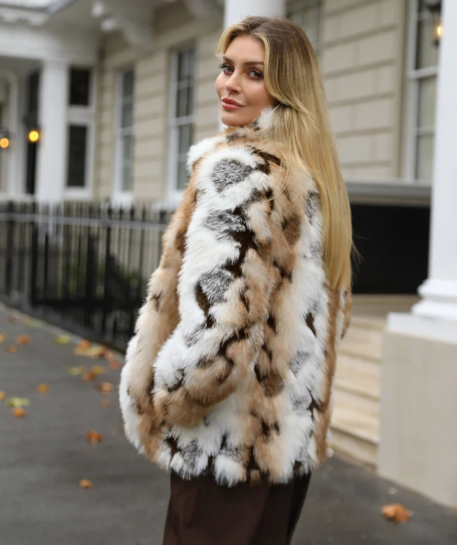 Malika - Shortline Marled Faux Fur Coat