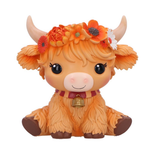 Marigold Orange Flower Cow Figurine