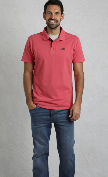 Miles Organic Cotton Pique Polo - Dark Pink
