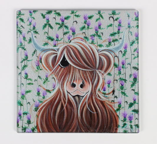 Miss Thistle Glass Pot Stand/Chopping Board