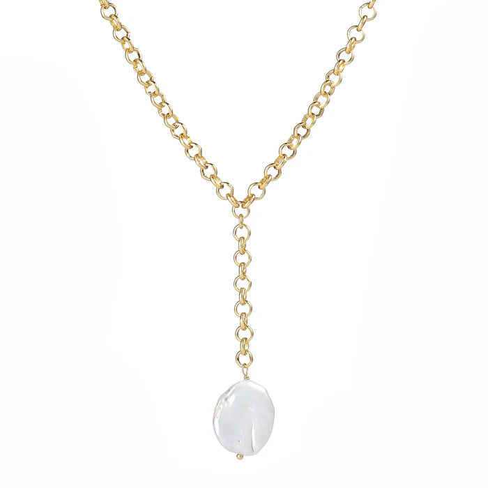 Gold Plated Necklace with Freshwater Pearl and a Free Gift Box