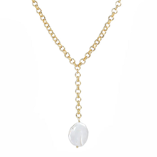Gold Plated Necklace with Freshwater Pearl and a Free Gift Box