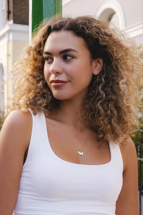 Gold Plated Dog Necklace with Mother of Pearl and a Free Gift Box