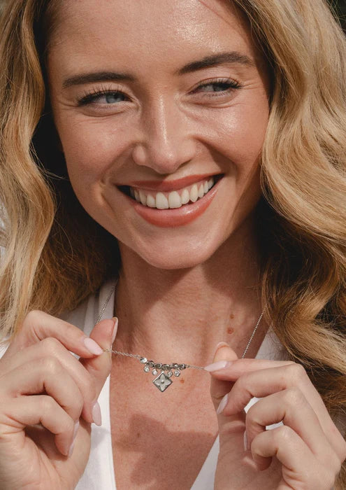 Plated Necklace with Cubic Zirconia Stones and a Free Gift Box