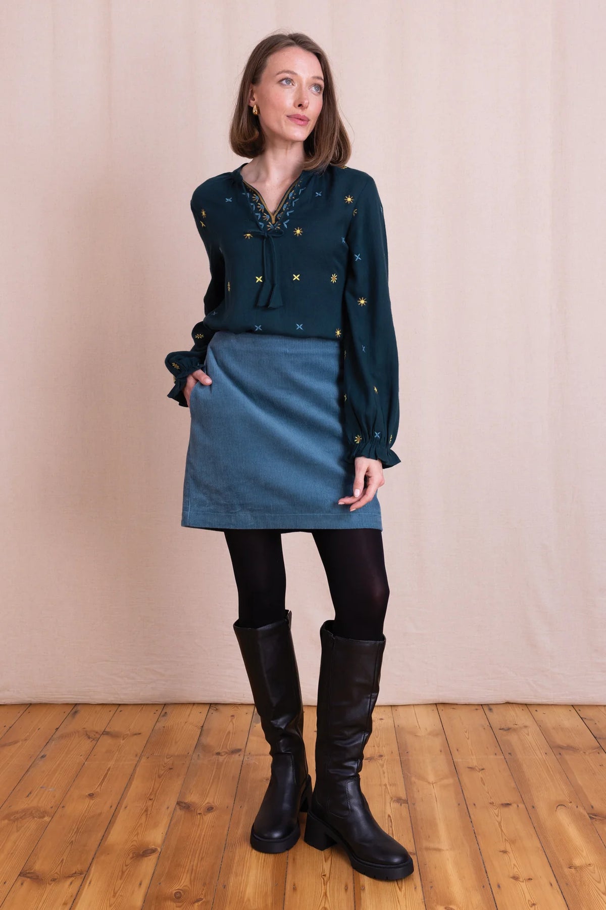 Chunky Cord Mini Skirt- Duck