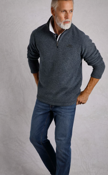 Newark Eco 1/4 Zip Grid Fleece - Navy