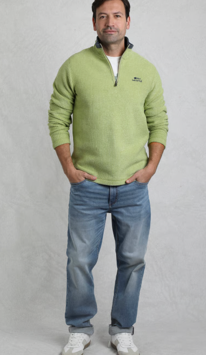 Newark Eco 1/4 Zip Grid Fleece - Tarragon