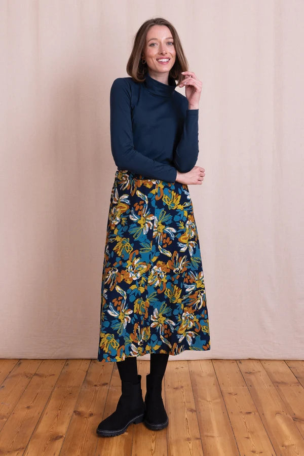 Organic Cotton Roll Neck Top - Navy