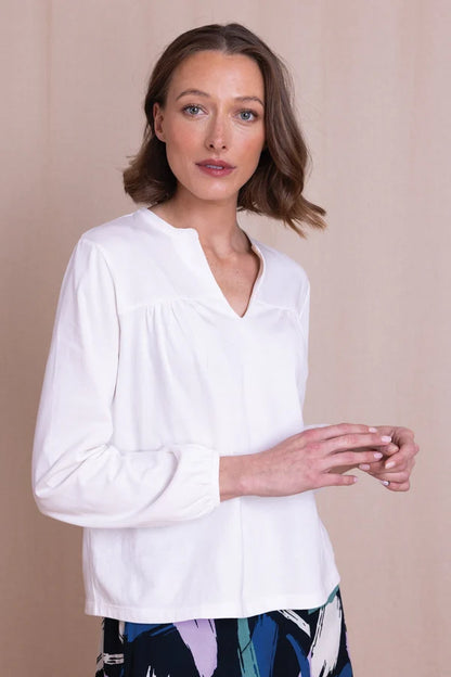 Organic Cotton Notch Neck Top - Ivory