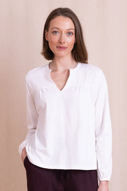 Organic Cotton Notch Neck Top - Ivory