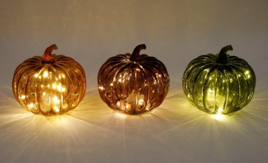 Autumn Led Glass Pumpkin